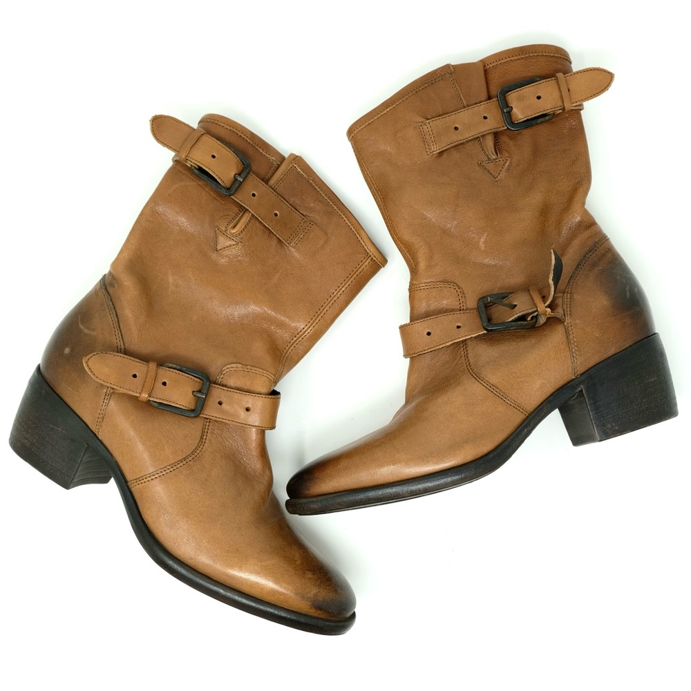 UGG Collection Gorgeous Soft Leather Cognac Motorcycle Boots NEW 🐏
